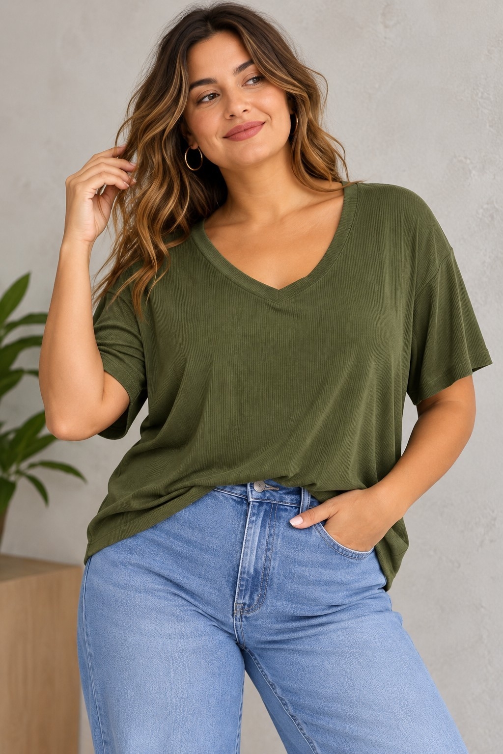 Remera Morley Escote V Talle Grande - Imagen 2