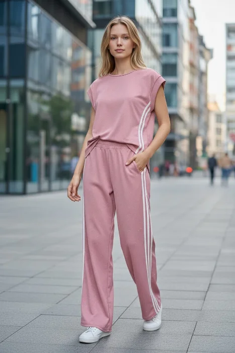 Conjunto Morley Glitter Mujer Verano Talle Especial Pantalón Palazzo Remera Remeron