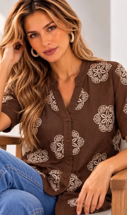 Camisa Bordada Importada