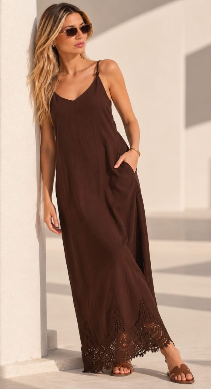 Vestido Lino con Encaje Importado - Imagen 3