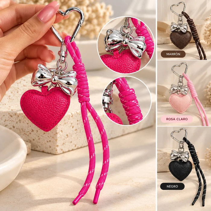 Charms Llavero Colgante Corazon con Moño