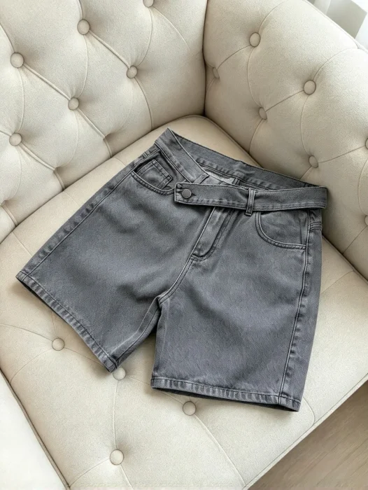 Bermuda Jeans Cintura Cruzada