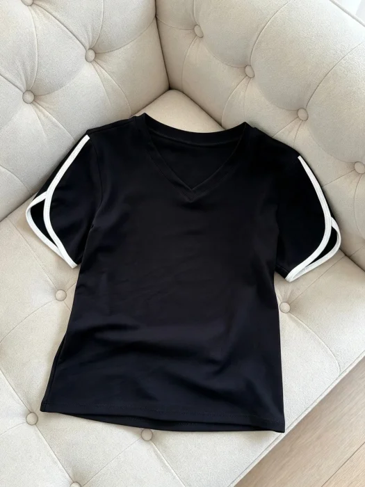Remeras Combinadas Escote V (tendencia)