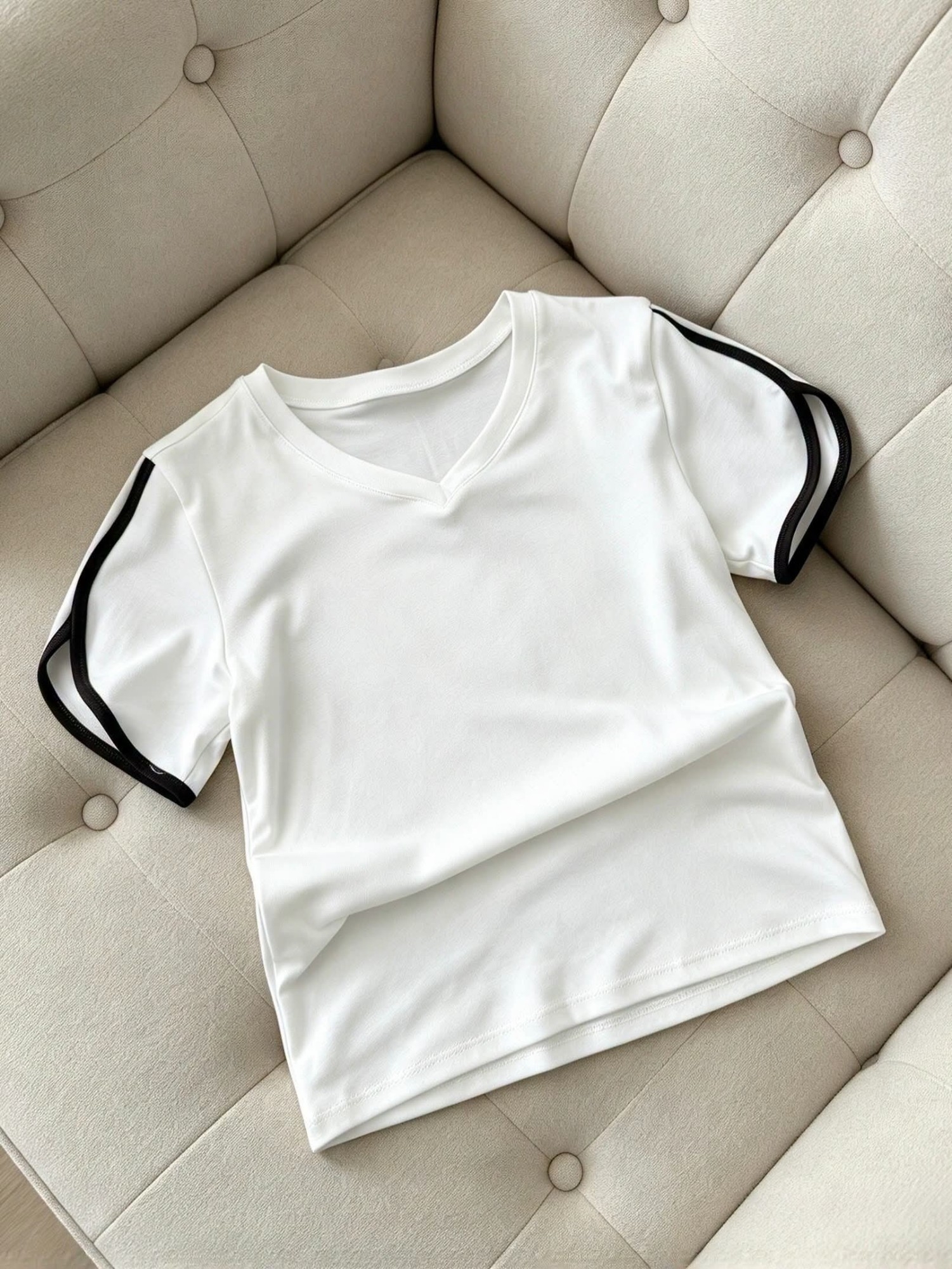 Remeras Combinadas Escote V (tendencia) - Imagen 2