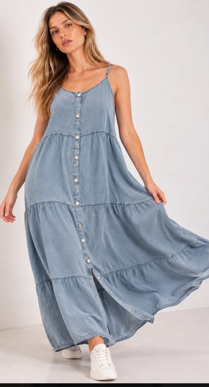 Vestido de Jean con Botones Importado - Imagen 2