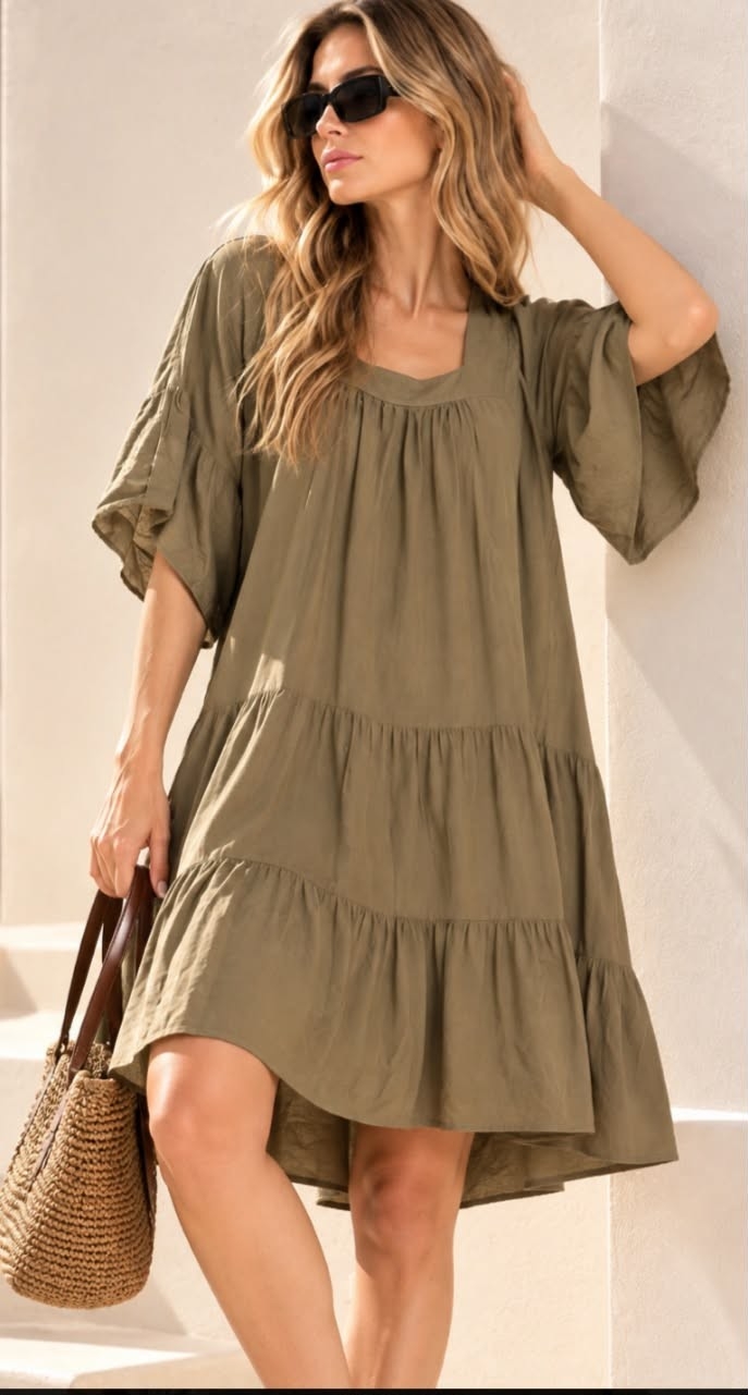 Vestido Lino Corto Importado - Imagen 3