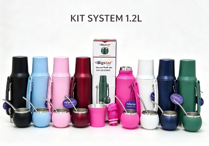 Kit System 1.2 Litros Termo Liso + Mate Liso + Bombilla