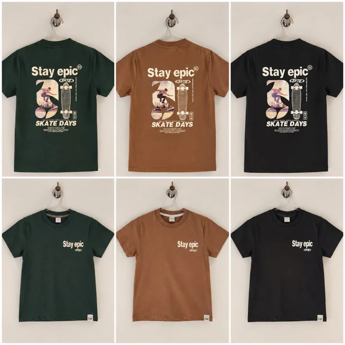 Remera Pima Peinado Doble Estampa Skate