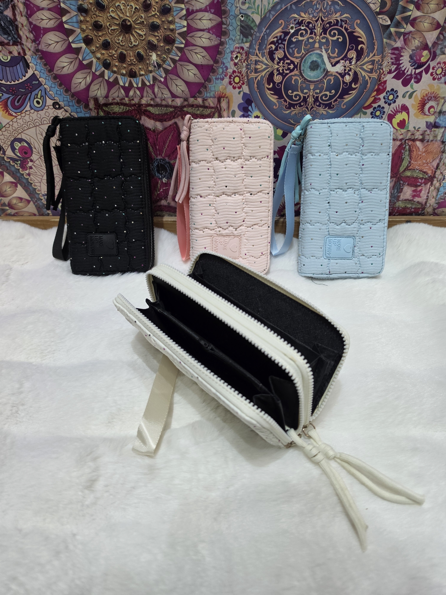 Billeteras Estilo Puffer Grande Doble Cierre de Cuero Pu Excelente Calidad - Imagen 3