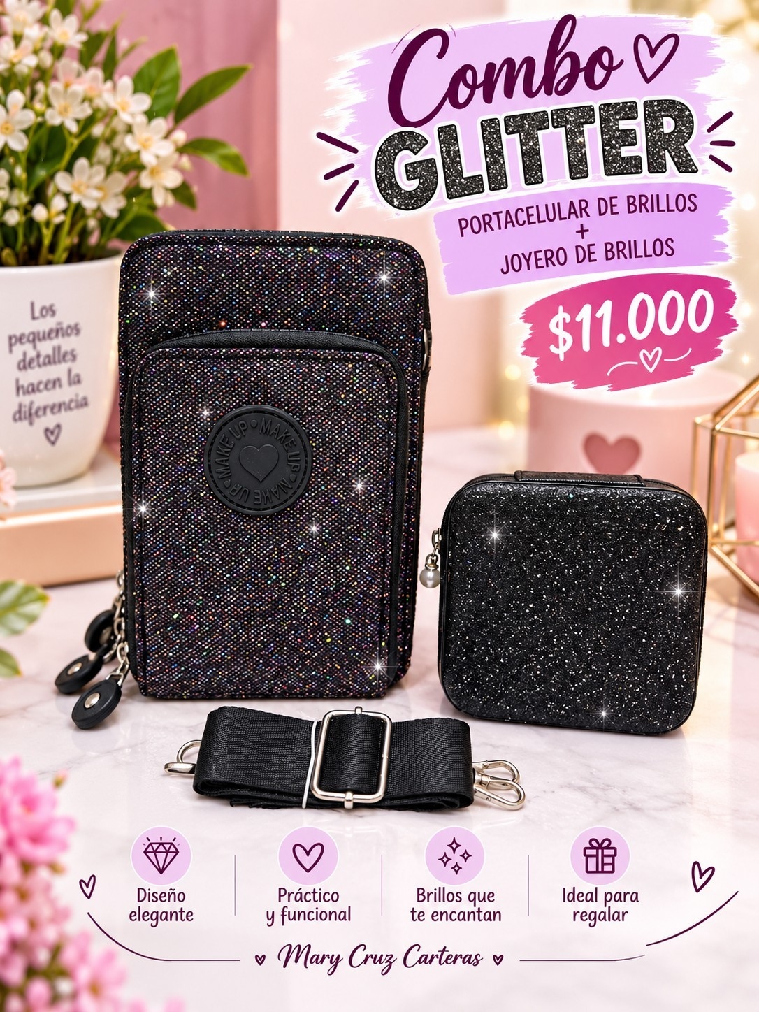 Combo Portacelular + Joyero de Glitter - Imagen 2