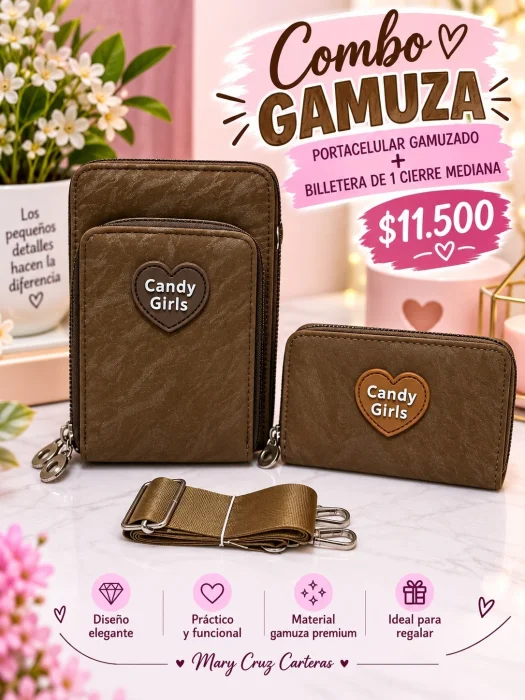 Combo de Portacelular + Billetera Gamuzado
