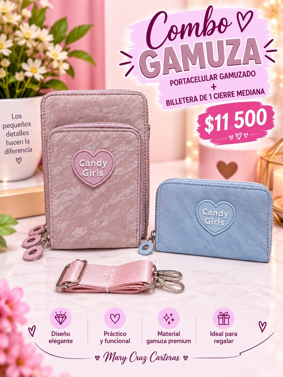 Combo de Portacelular + Billetera Gamuzado - Imagen 3