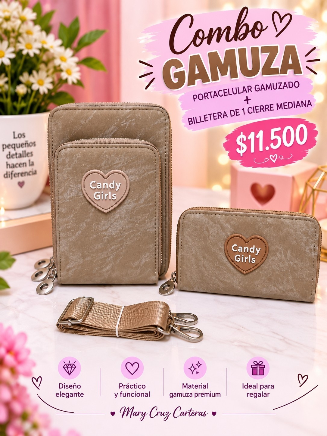 Combo de Portacelular + Billetera Gamuzado - Imagen 5