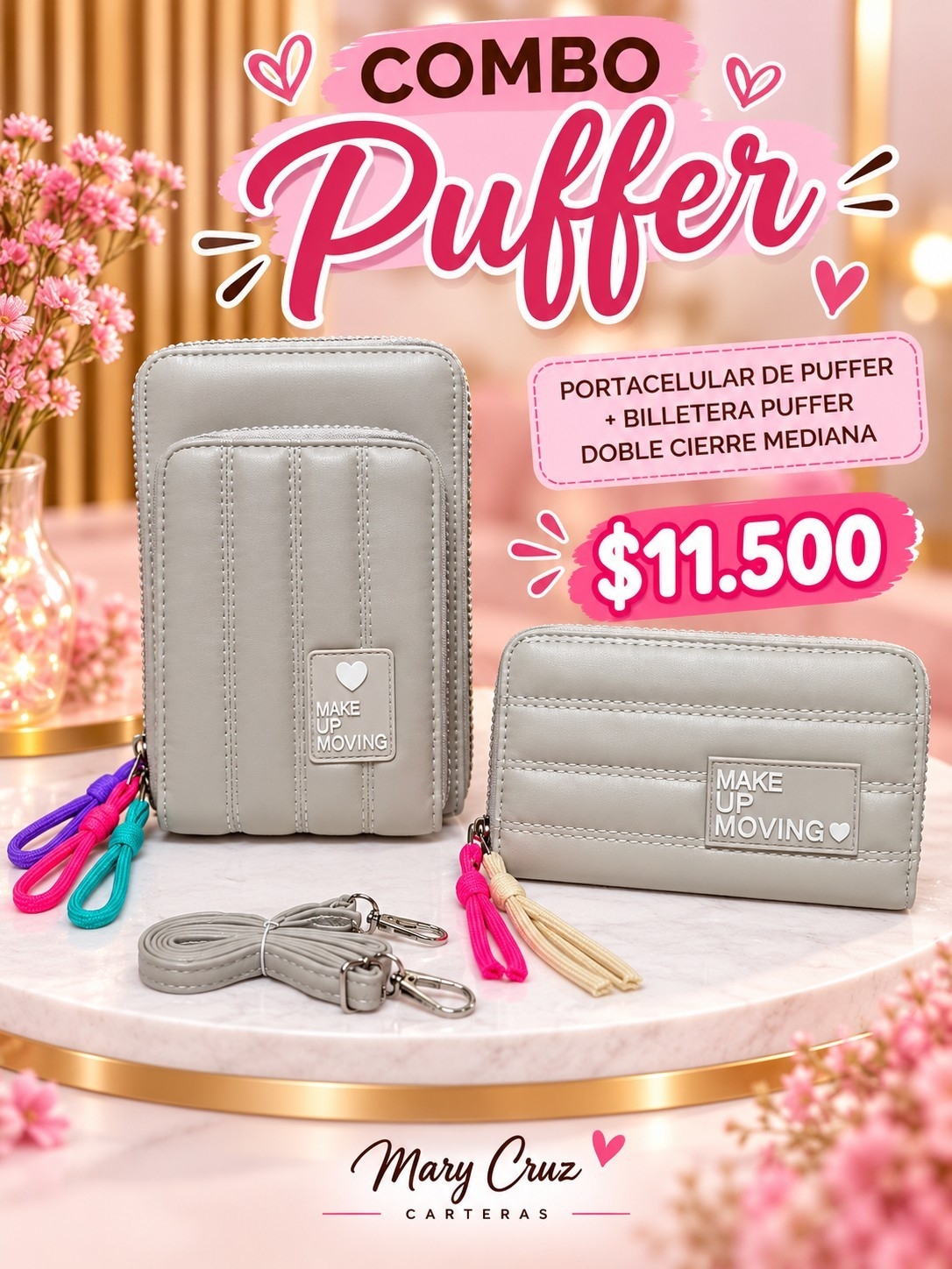 Combo Puffer de Portacelular + Billetera Grande 2 Cierre de Excelente Calidad - Imagen 4
