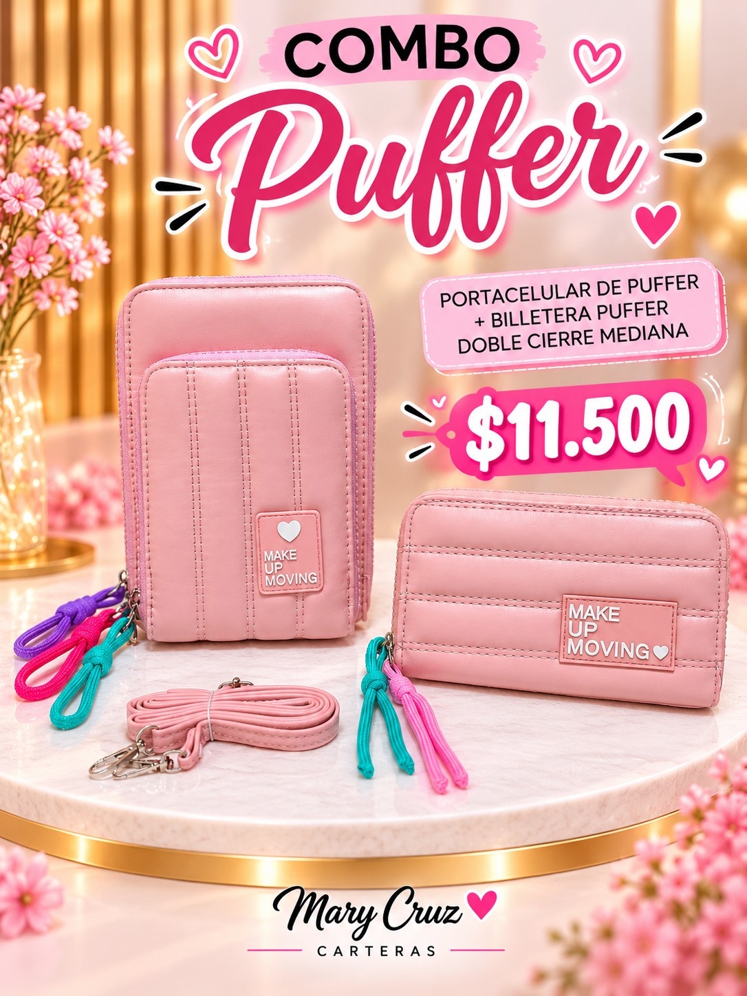 Combo Puffer de Portacelular + Billetera Grande 2 Cierre de Excelente Calidad - Imagen 5
