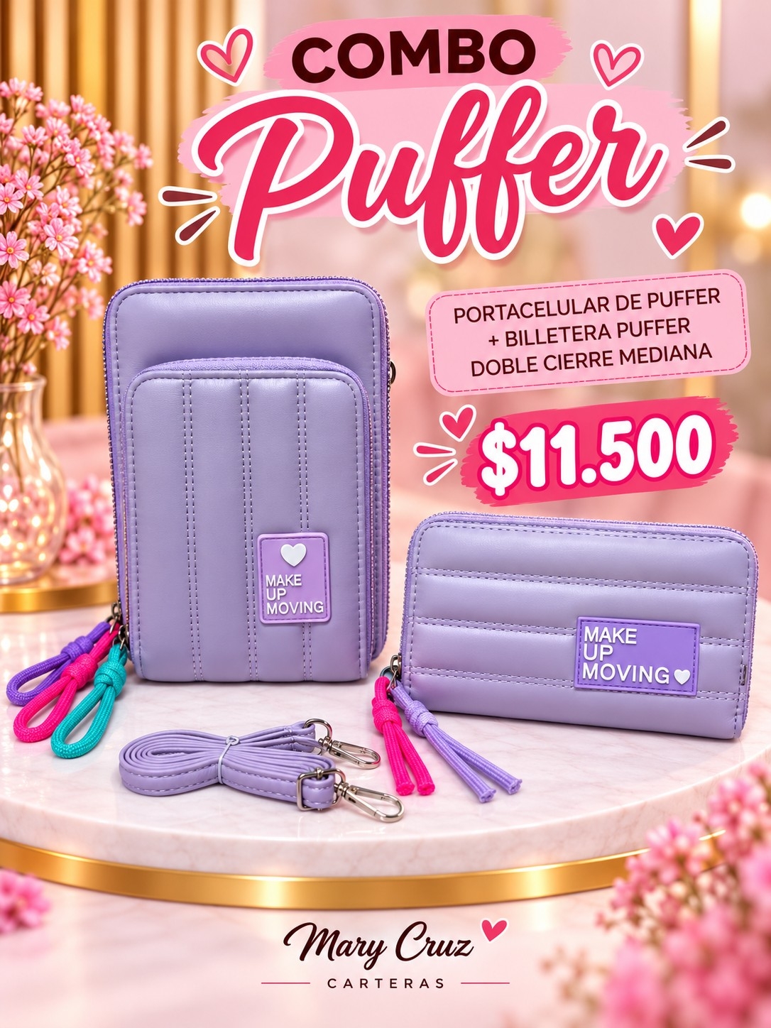 Combo Puffer de Portacelular + Billetera Grande 2 Cierre de Excelente Calidad - Imagen 6