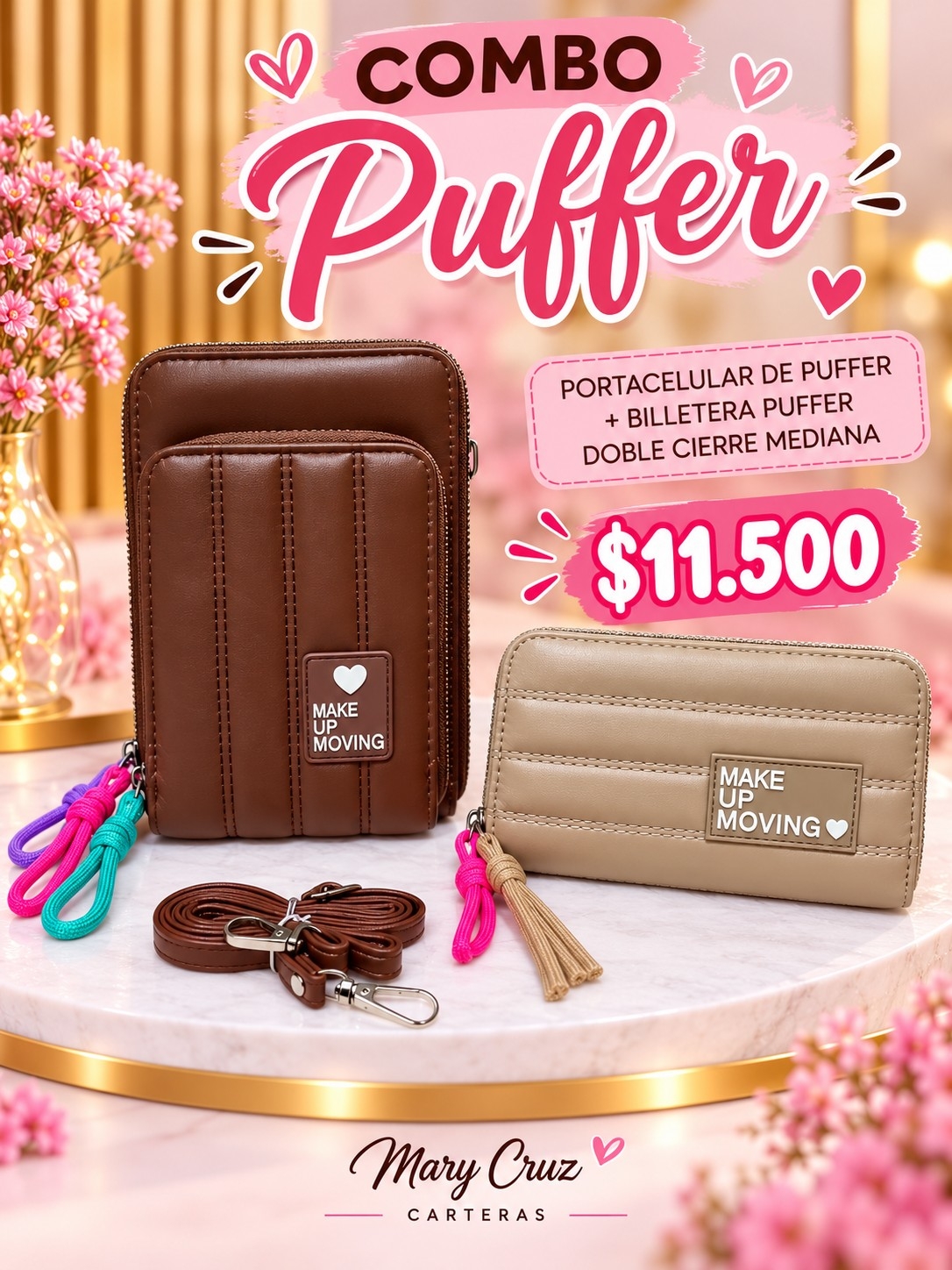 Combo Puffer de Portacelular + Billetera Grande 2 Cierre de Excelente Calidad - Imagen 7