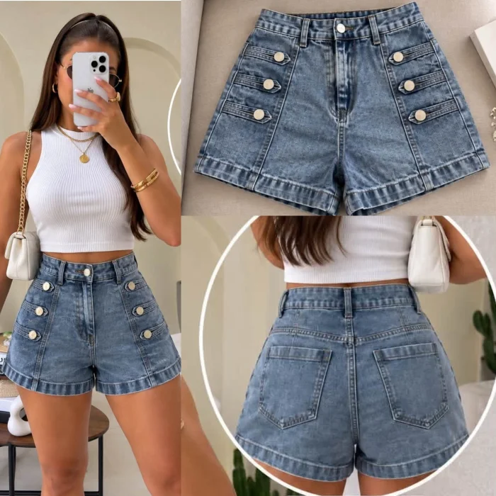 Short Jean Rígido Tendencia con Pasacinto