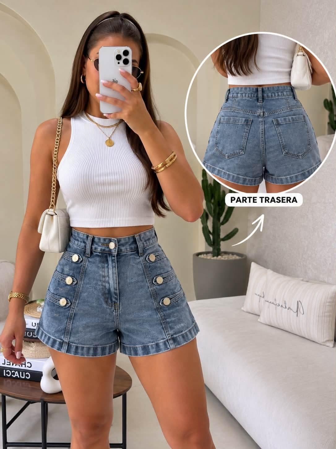 Short Jean Rígido Tendencia con Pasacinto - Imagen 3