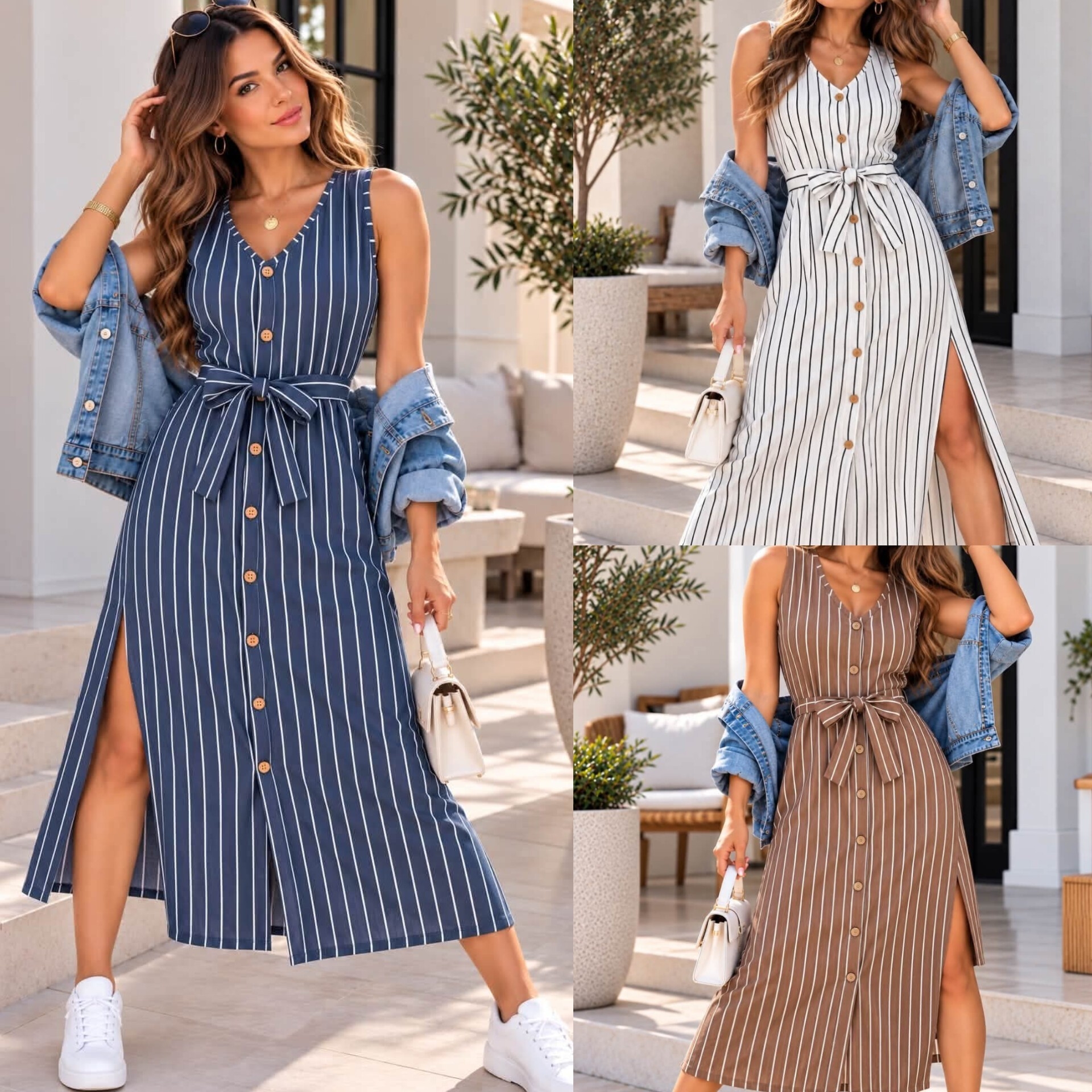 Maxi Vestido Lino Rayado - Imagen 2