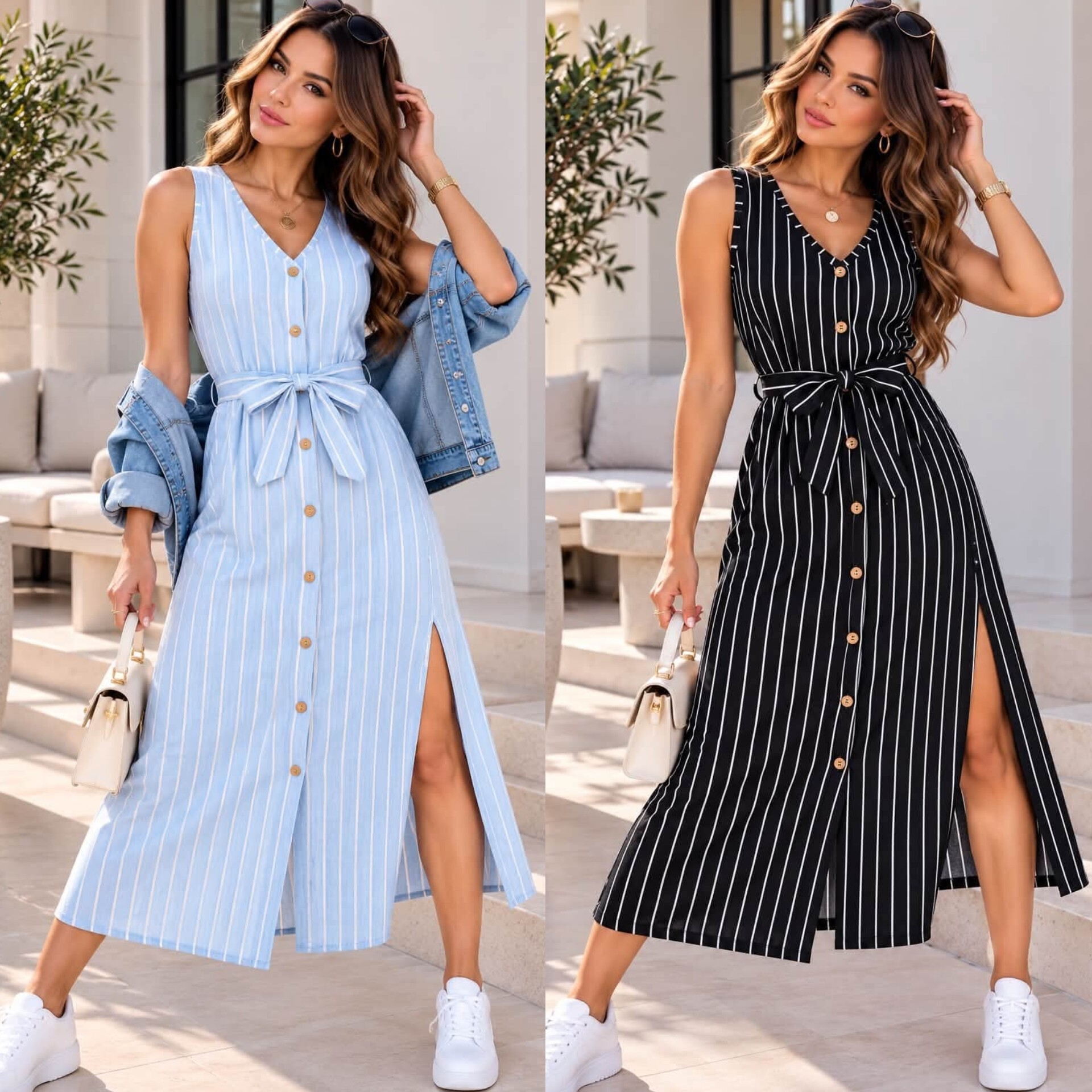 Maxi Vestido Lino Rayado - Imagen 3