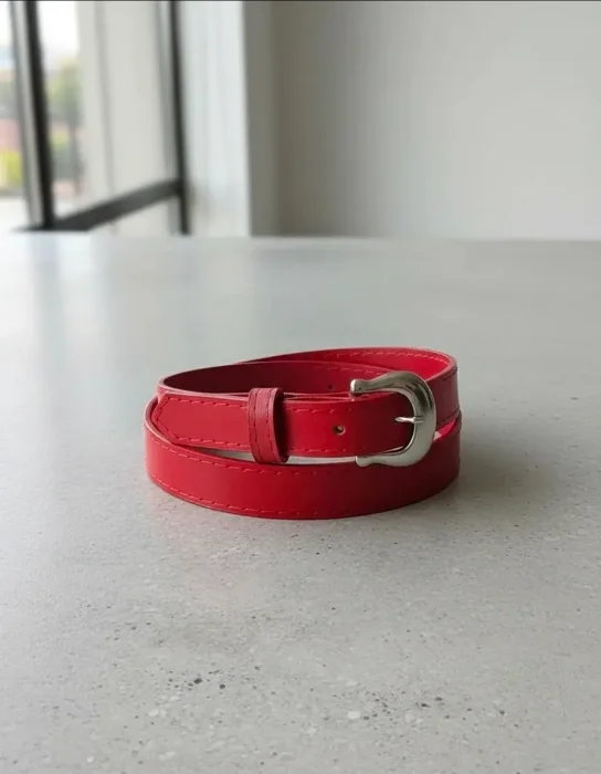 Cinturon Grecia Rojo Cuero Vacuno