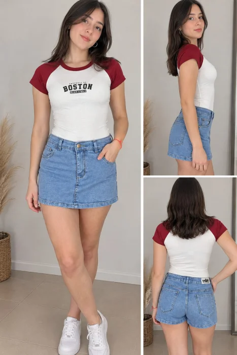 Short-pollera de Jean Elastizado Emy