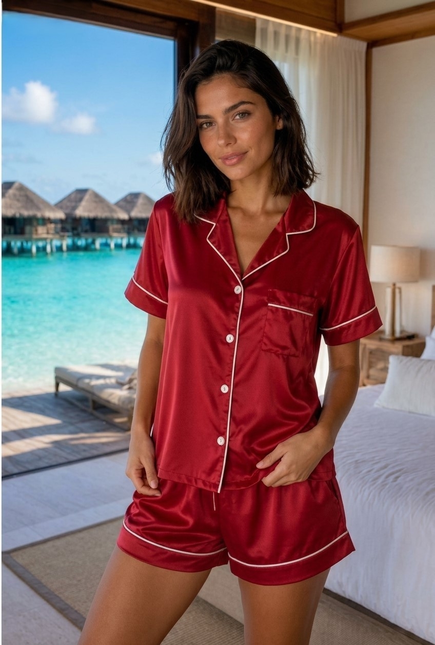 Pijama Camisero Satén Liso - Imagen 4