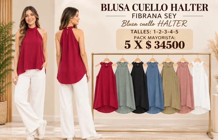 Blusa  Cuello Halter Fibrana Cey