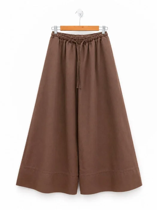 Pantalón Palazzo Extra Ancho de Color Chocolate