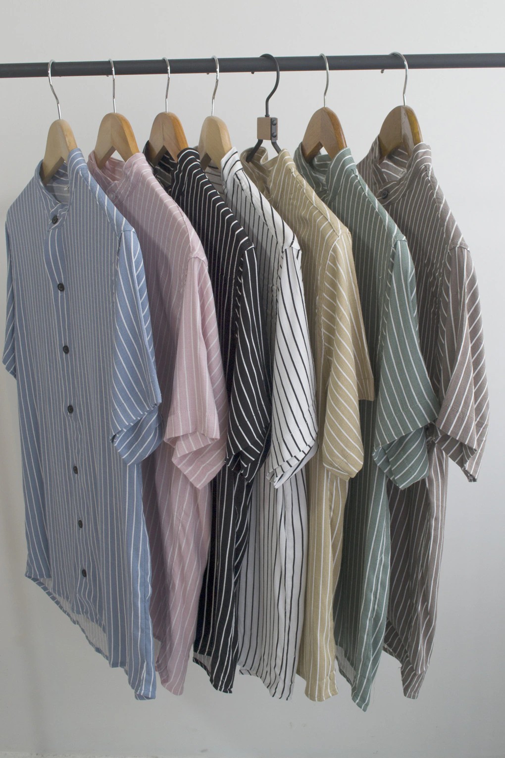 Camisas de Lino Rayado Cuello Mao - Imagen 3