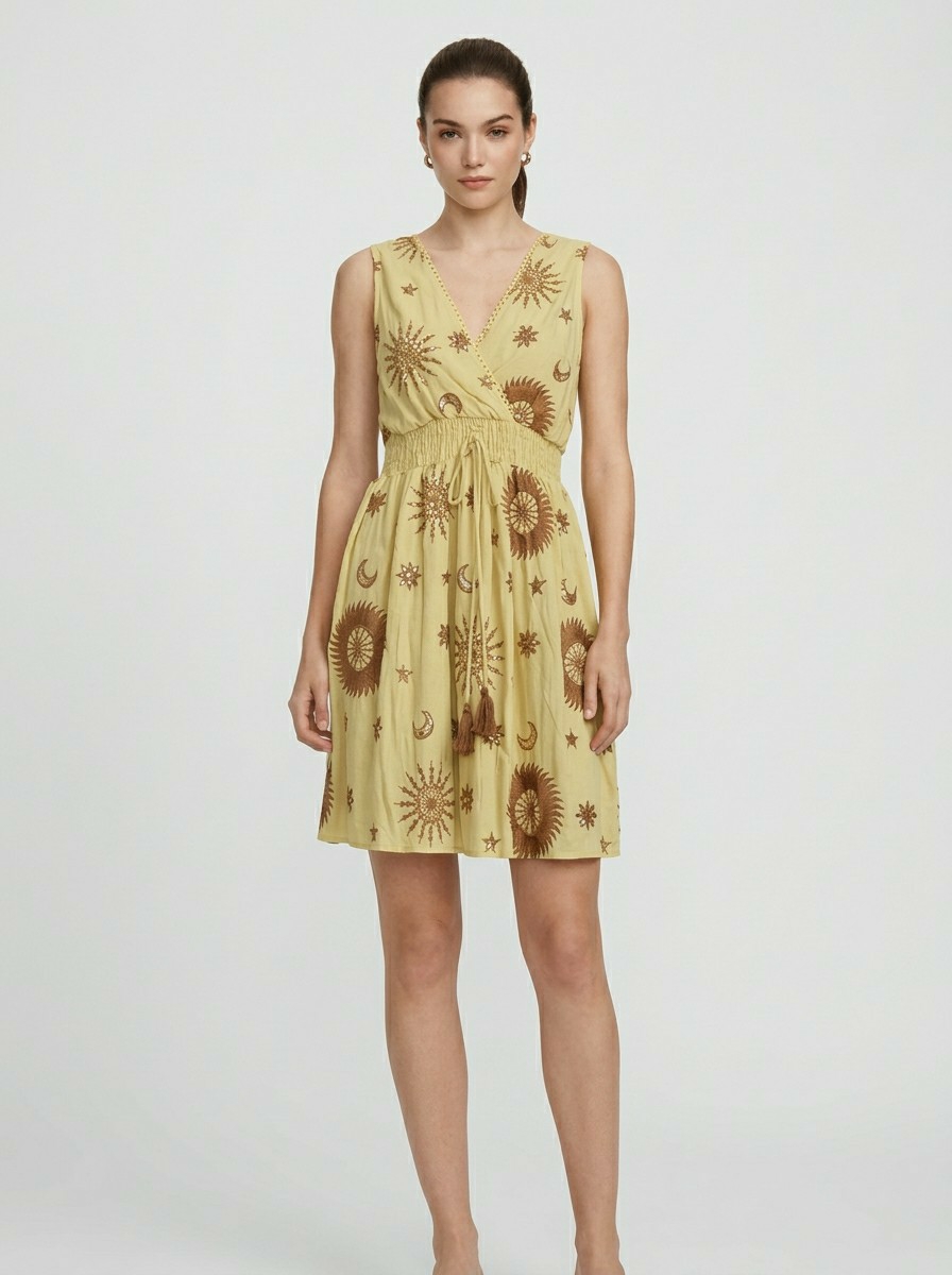 Vestido Boho Bordado Indu Fiesta - Imagen 2