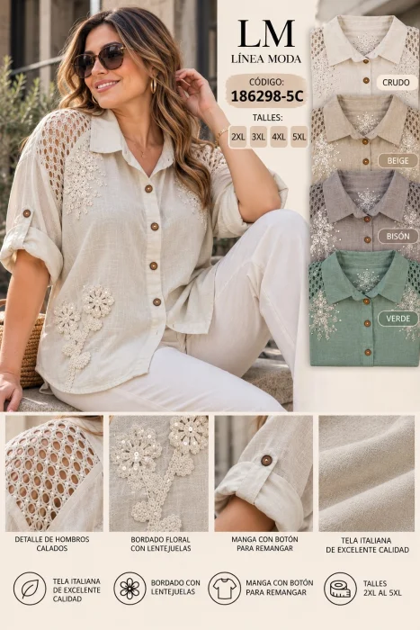 Camisa Estilo Italiano Talle Especial.6298-5c