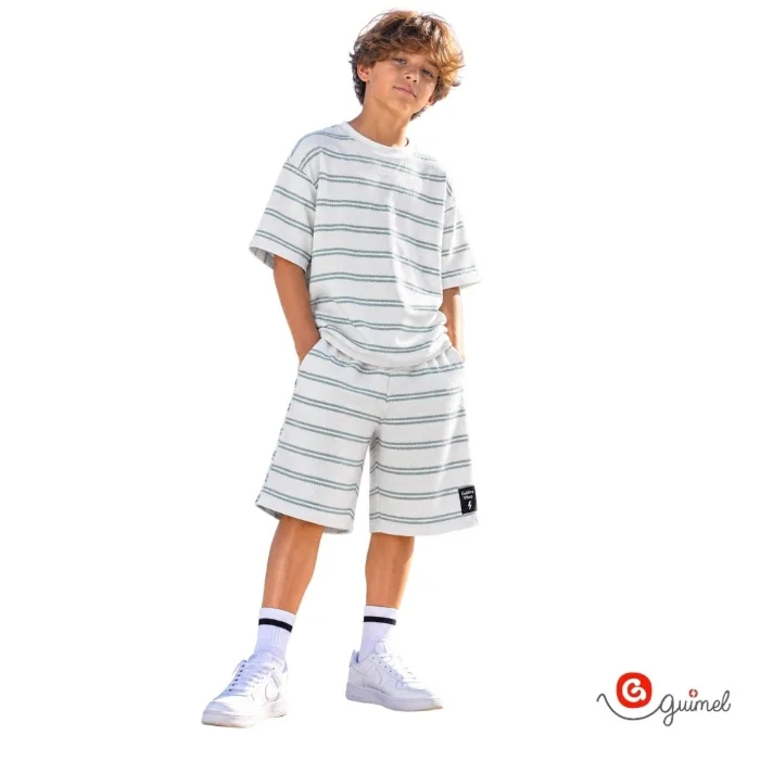 4328	bermuda Niño Teen Baggy Panal Rayado
