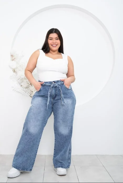 Wide Leg Lazo Azul Nevado