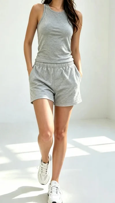344-conjunto( Musculosa T.s+ Shorts) Talle S-l -algodon C/ Lycra