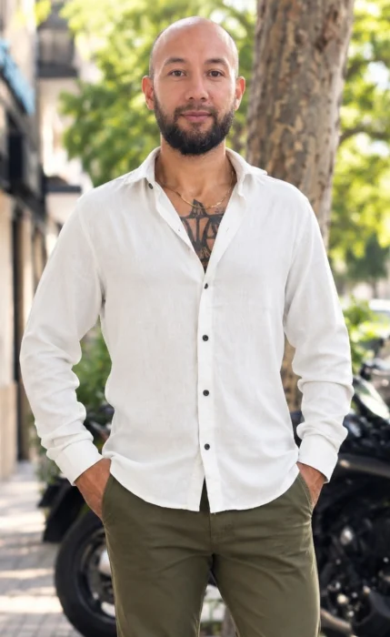 Camisas de Lino Spandex Manga Larga