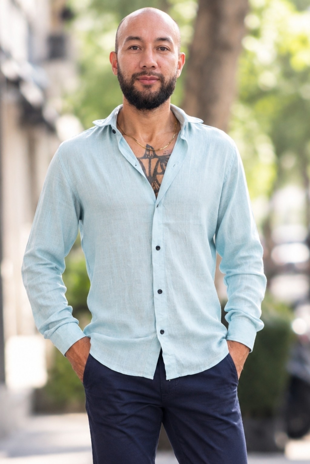 Camisas de Lino Spandex Manga Larga - Imagen 3