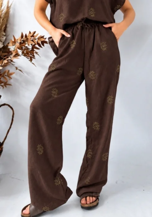 Pantalón de Lino Bordado