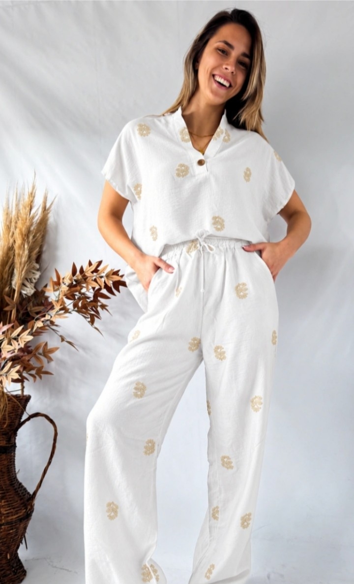 Pantalón de Lino Bordado - Imagen 3
