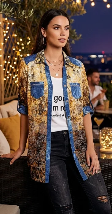 Camisa de Jean con Encaje Divina