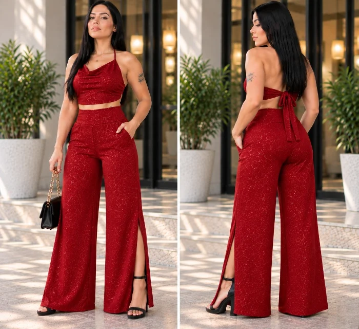 Conjunto con Tajo de Crepe con Brillo