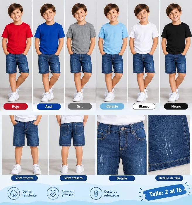 Remeras Lisas de Nene y Bermuda de Jeans