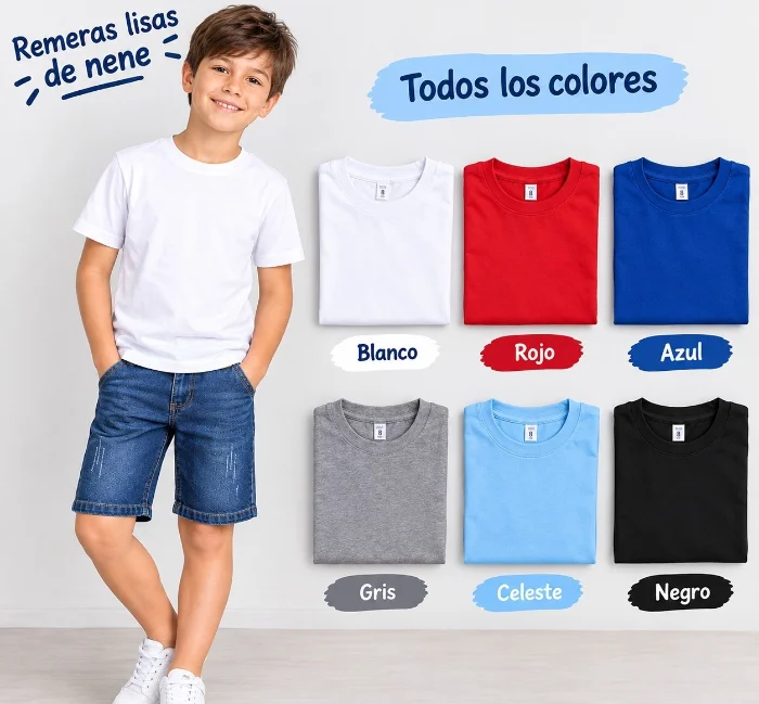 Remeras Lisas de Nene y Bermuda de Jeans