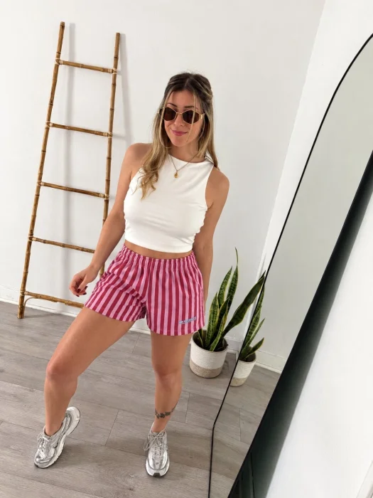 Shorts Rayado Bordado
