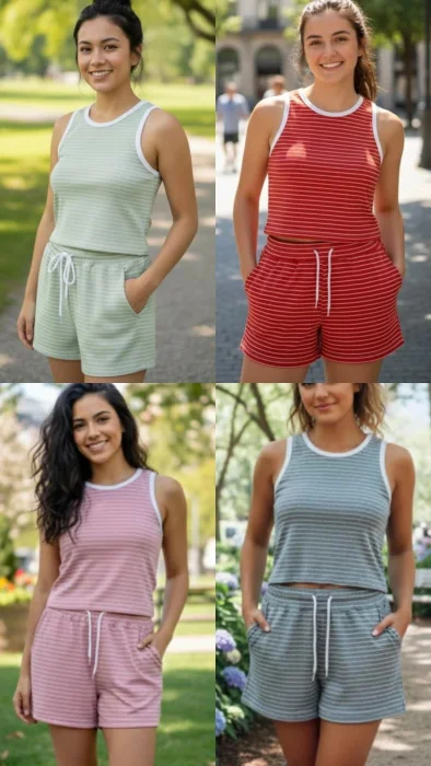 Conjunto Short y Musculosa Morley Rayado