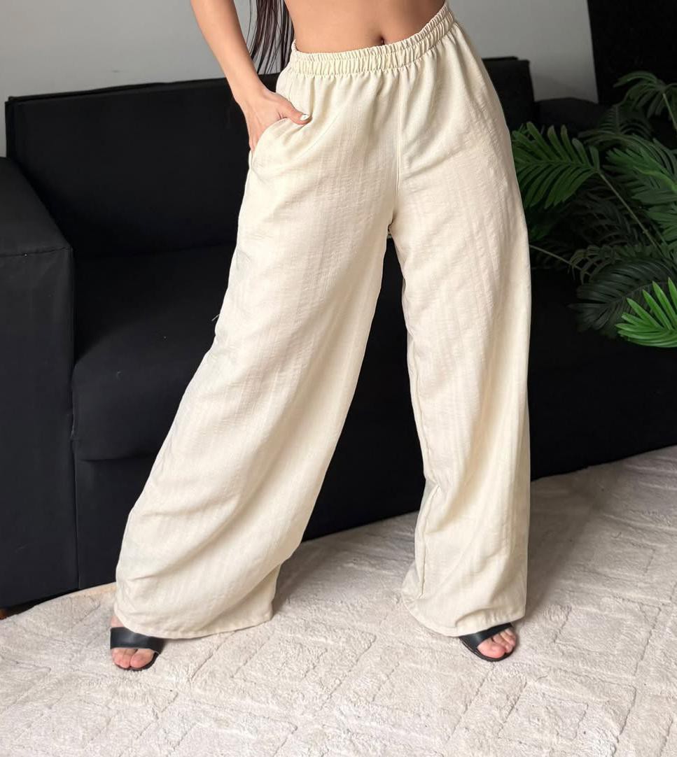 Palazzo Polina Tramada Talle Especial Mujer Verano Dama Pantalón Jogging Calza - Imagen 2