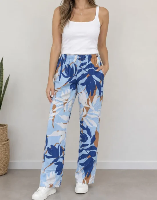 Pantalón Recto Fibrana Talle Especial Mujer Verano Dama Palazzo Calza Bahiano