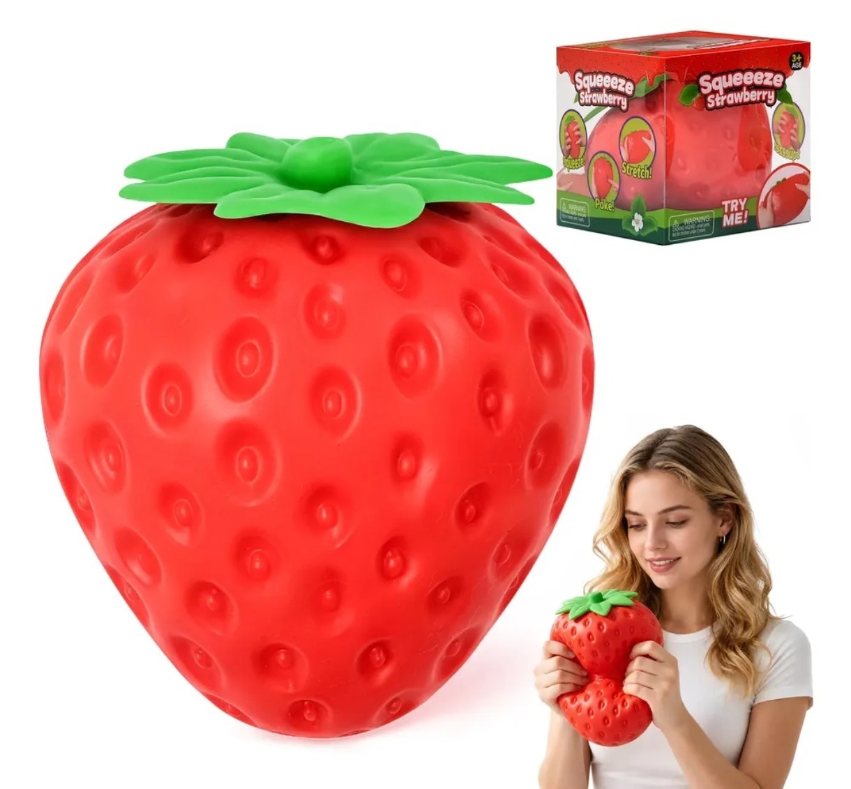 Squishy Jumbo Frutilla, Juguetes Virales, Navidad - Imagen 3