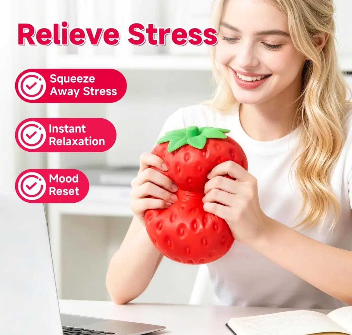 Squishy Jumbo Frutilla, Juguetes Virales, Navidad - Imagen 4